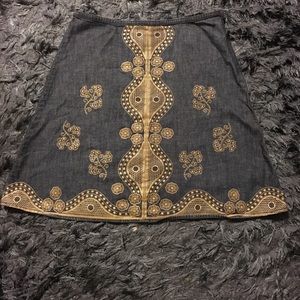 Stretch blue jean skirt.